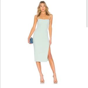 Mint green midi Cinq a Sept dress with side slit